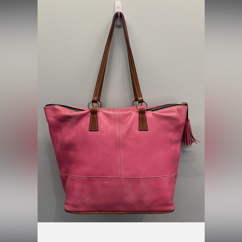 Dooney & Bourke Pink and Brown Tote Bag - Picture 2 of 8